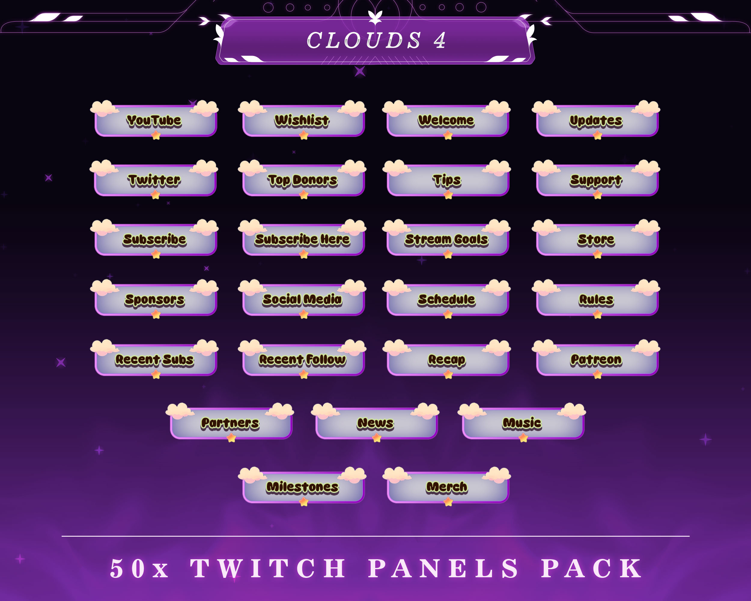 Nimbus Twitch Panels | Stream Overlays | Fluffy Theme Graphics ...