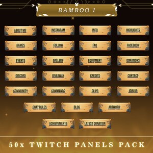 Bamboo Grove Twitch Panels: Nature Stream Overlay (50+ PNG)