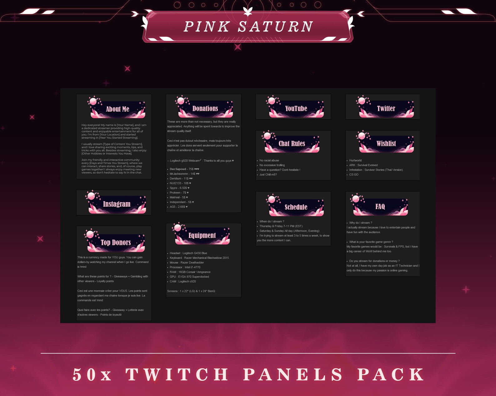 Pink Saturn Galaxy Twitch Panels: Stream Overlay Graphics - Etsy