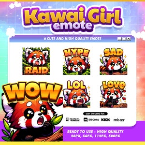 Twitch Emote Red Panda Kawaii Chibi  Pack for Charming & Unique Animal Themed Streamer