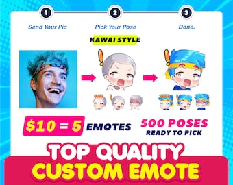 Custom Kawaii Emoticons | Unique Vtuber and Twitch Emotes | Personalized & Adorable - Kawaii Emoticons