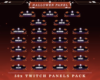 Spooky Halloween Twitch Panels: Haunted Stream Overlays (PNG)
