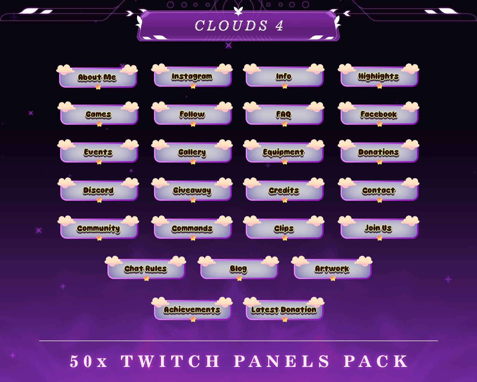 Nimbus Twitch Panels | Stream Overlays | Fluffy Theme Graphics ...