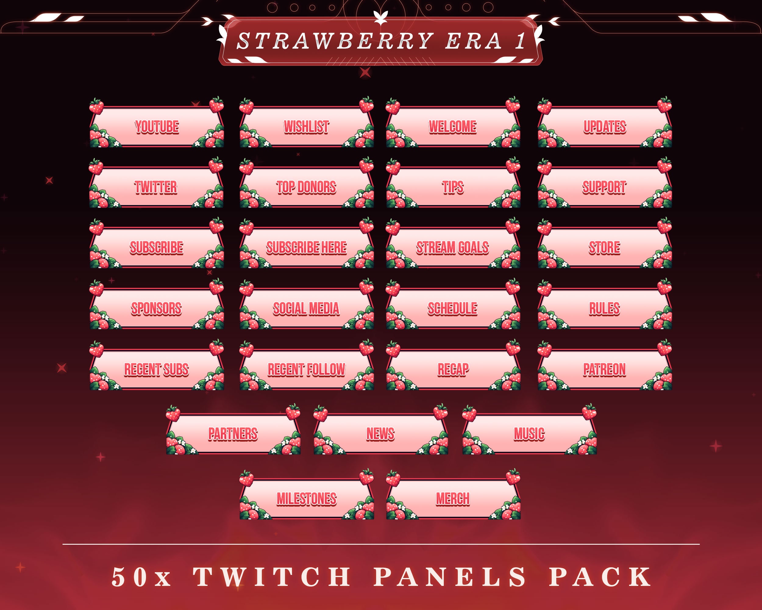 Strawberry Twitch Panels: Fruity Stream Overlay Pack - Etsy