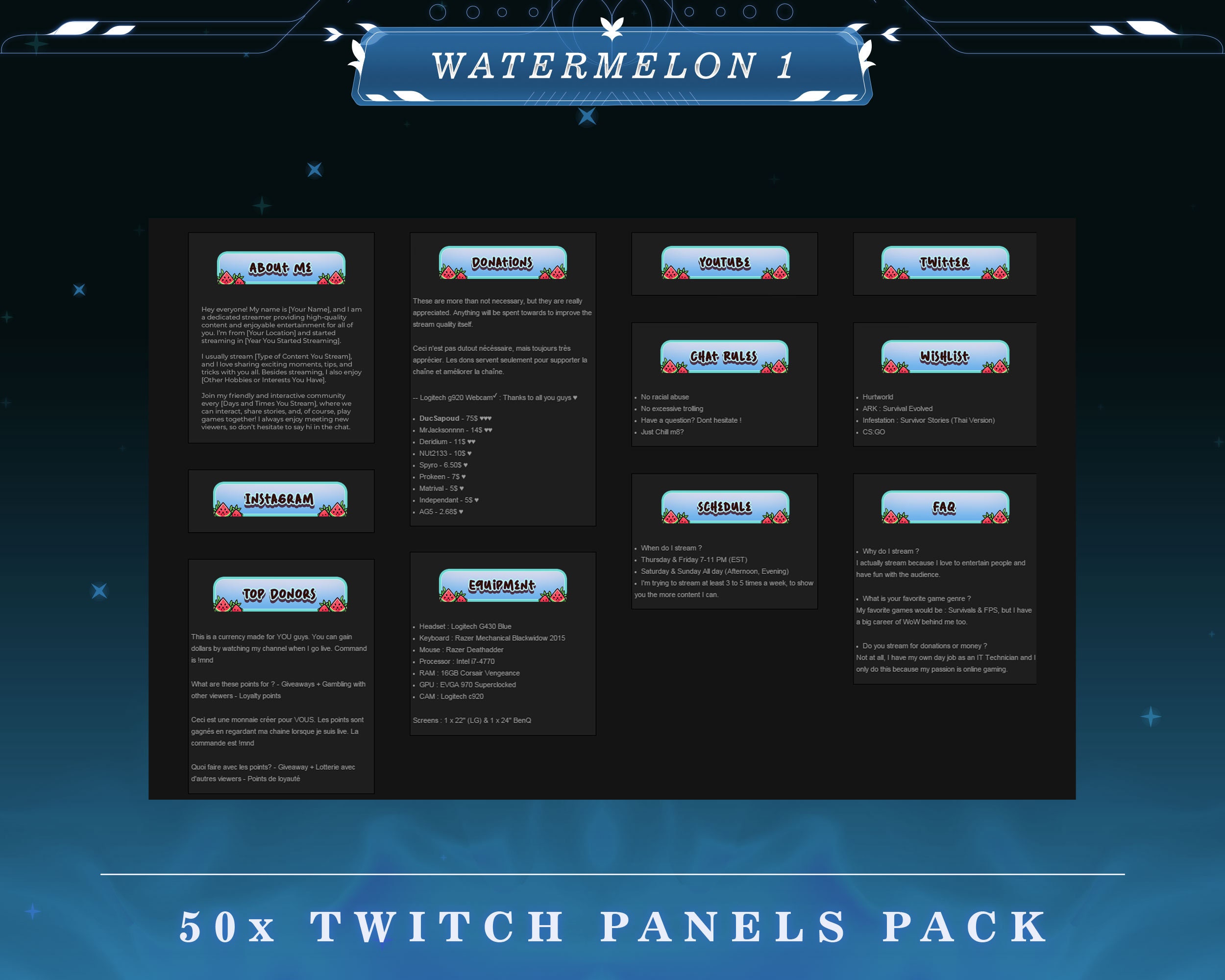 Watermelon Twitch Panels: Fruity Stream Overlay Graphics (PNG) - Etsy