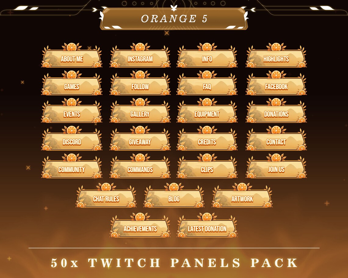 Sunny Citrus Twitch Panels: Orange Stream Overlay Graphics - Etsy