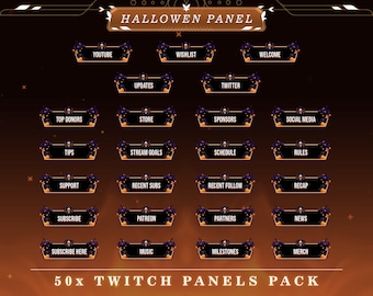 Eerie Gothic Halloween Twitch Panels: Stream Overlay Pack