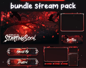 Animated Stream Overlay Pack Red Fall for Inviting Twitch Streaming - Twitch Overlays, Animated Labels, Live Stream, Animated screens