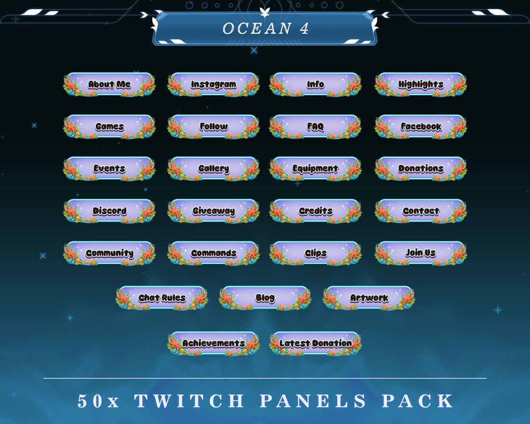 Ocean Theme Twitch Panels: 50+ Stream Overlays - Etsy