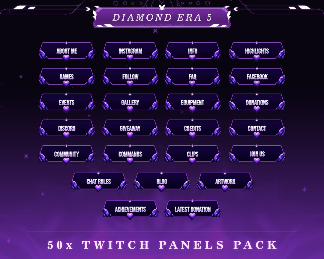 Diamond Royalty Twitch Panels: Glamorous Stream Overlays (PNG) - Etsy