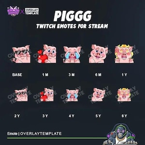 Emotes de Piggg: Emotes de cerdo kawaii para Twitch y Discord