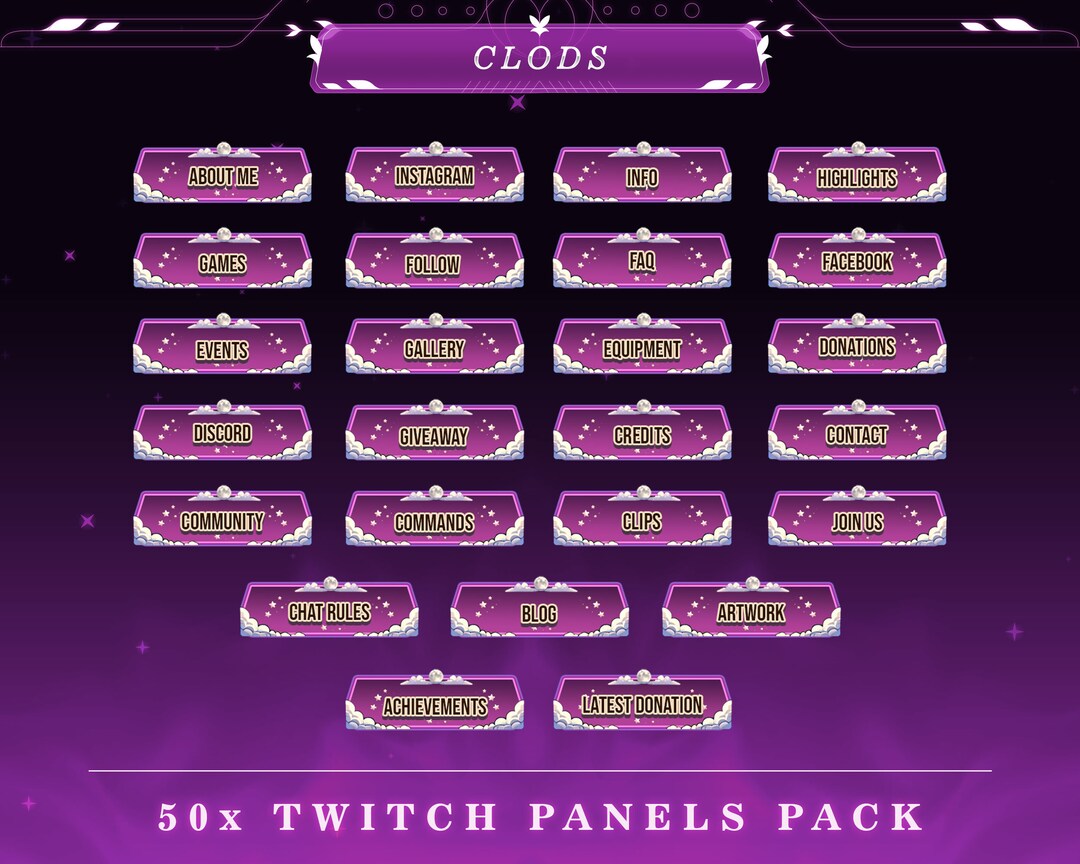 Cloudscape Twitch Panels | Stream Overlays | Sky Theme Graphics ...