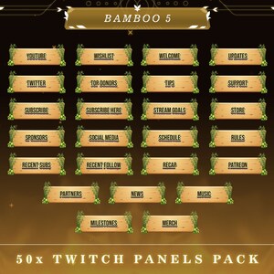 Bamboo Zen Twitch Panels: Stream Overlay Graphics (50+ PNG)