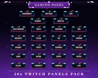 Victory Gamer V8 Twitch Panels: Stream Overlay Graphics (50+ PNG)