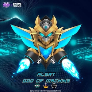 Animated Alert Machine God Futuristic Mecha-Themed Notification - Stream Alert, Gaming Overlay, Twitch Notification
