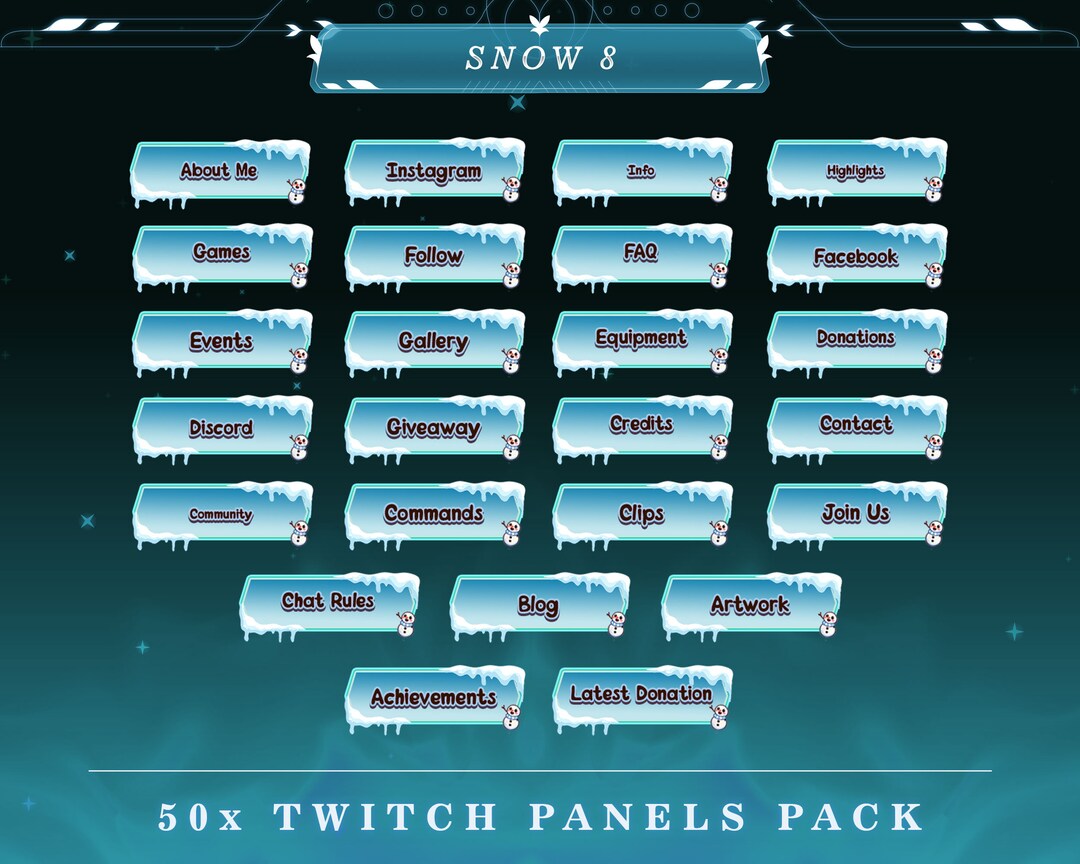 Winter Twitch Panels: Frosty Snow Theme Stream Overlay - Etsy