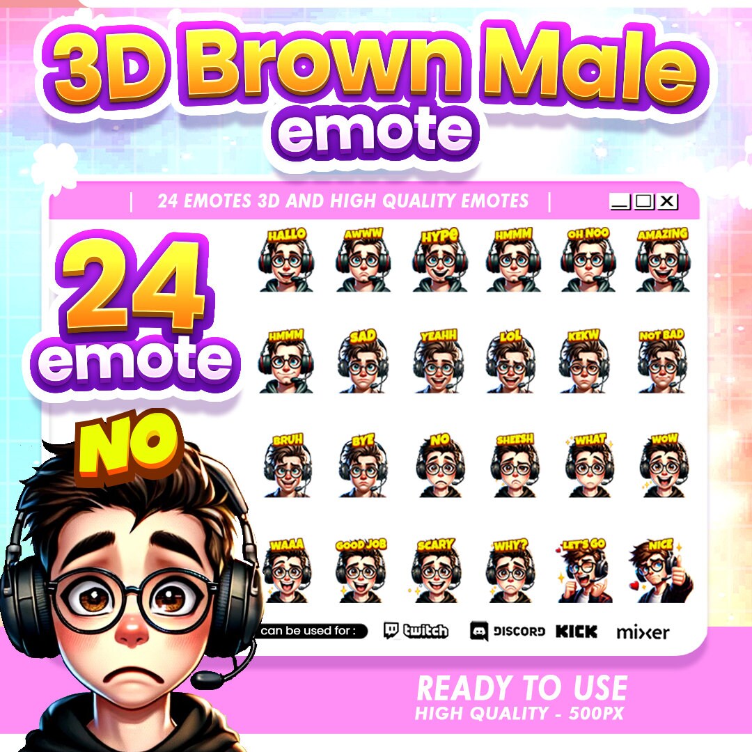 Twitch Emote Pack Expressive 3D Boy Streamer for Twitch & Discord - Etsy