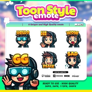 Twitch Emote Cartoon Pack Jacket with Glass for Vibrant and Engaging Chat Streamer