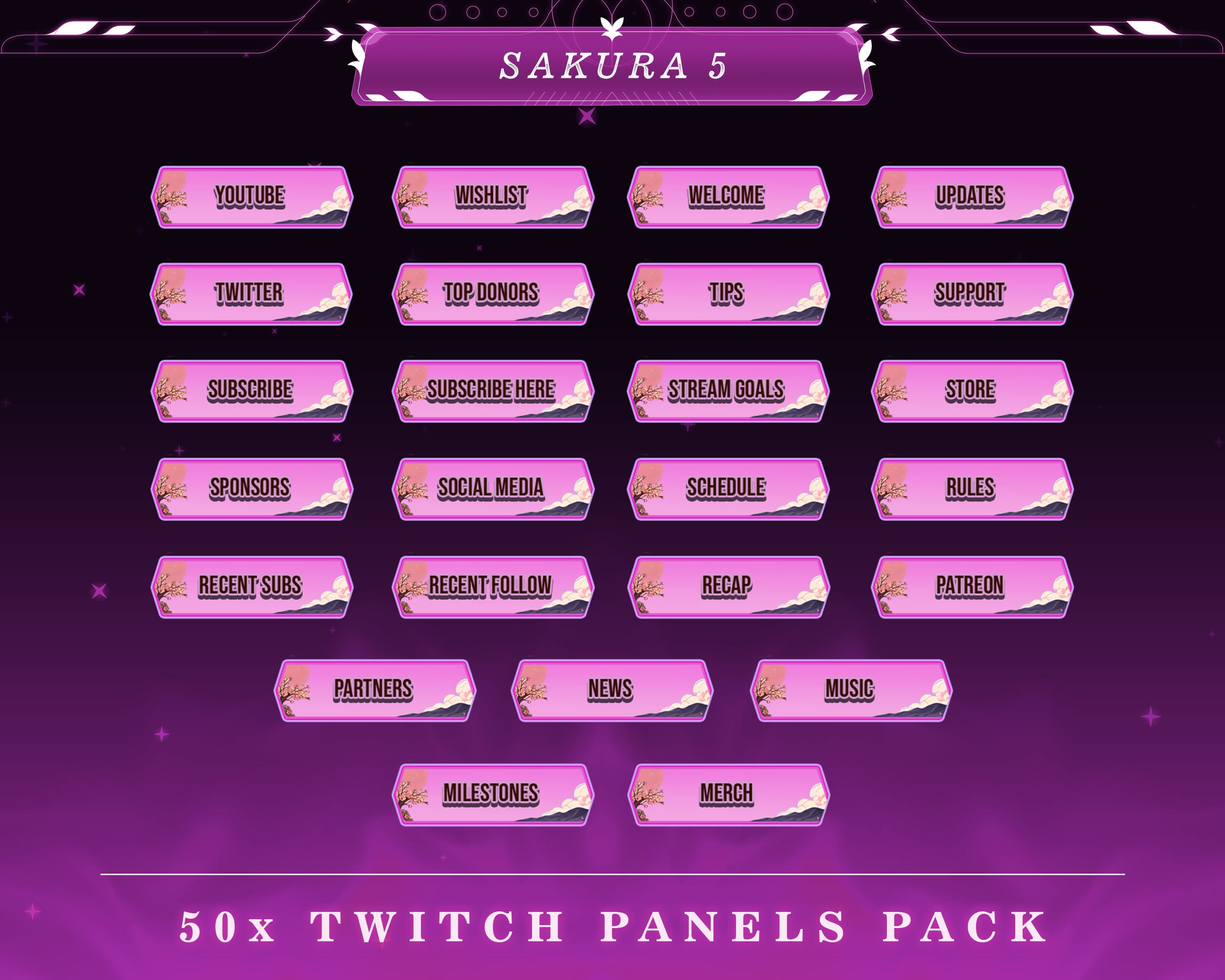 shiro様オーダーページ Sakura Twitch Panels: Blossom Breeze Stream Overlay Graphics - Etsy