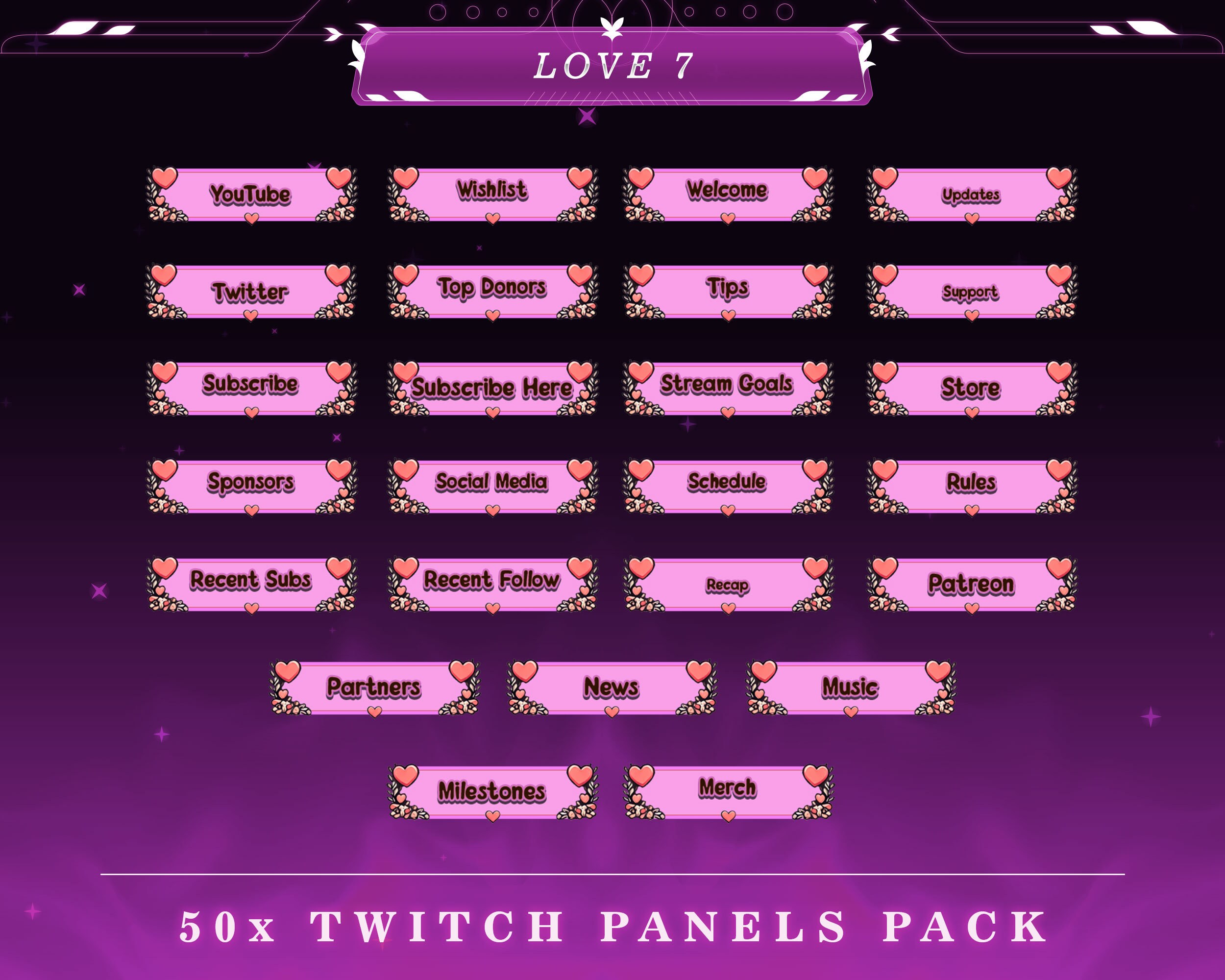 Love Harmony Twitch Panels: Stream Overlay Graphics (50+ PNG) - Etsy