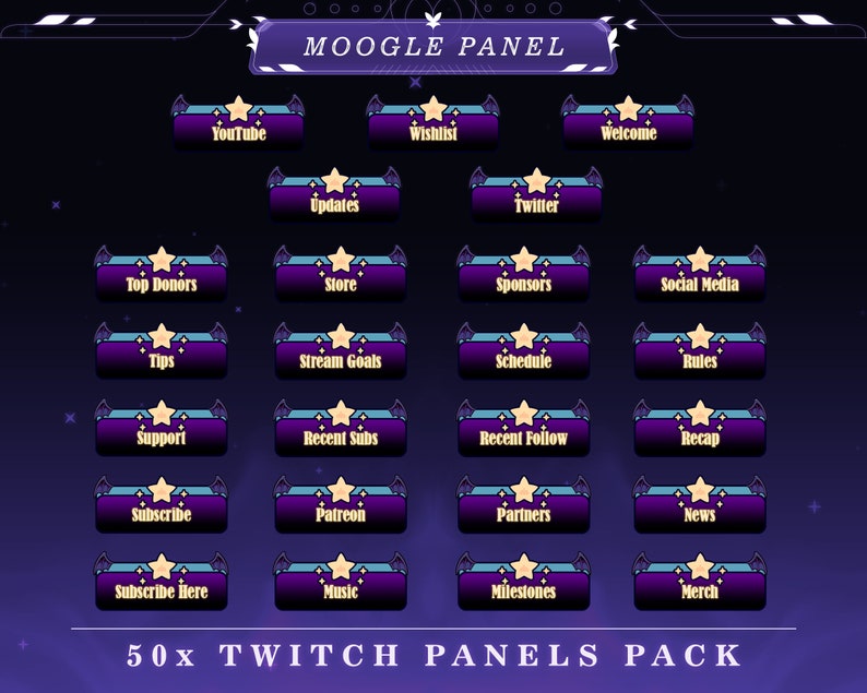 Moogle Twitch Panels | Stream Overlays | Cute Fantasy Theme Graphics ...