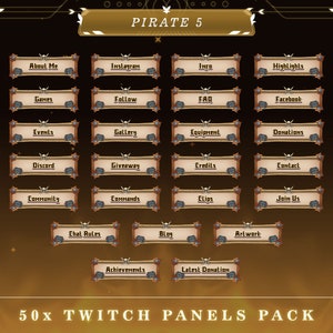 Jolly Roger Twitch Panels | Stream Overlays | Skull Theme Graphics | Overlay Panels | Streamer Essentials | Pirate V5 Twitch Panel Pack