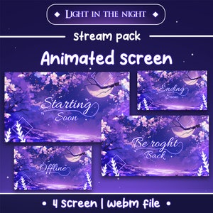 Animated Stream Overlay Pack Light In the Night for Transform Your Streams Twitch, YouTube, and Kick - Animated screens, Animated Alerts
