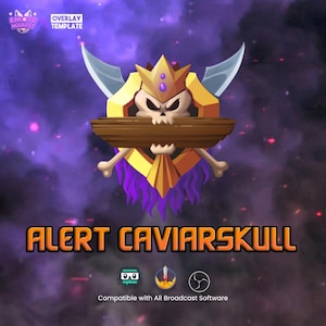 Animated Alert CaviarSkull Gothic Style for Streamers & Creators - Creepy Notification, Gaming Alerts, Twitch Overlay