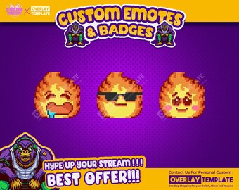 Pixelated Fire Twitch Emotes: Retro Stream Icons