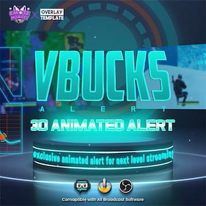 Animated Alert Vbuck - Game-Inspired Pop-Up for Streamers, Animated Overlay, Stream Alert, Twitch Streamer