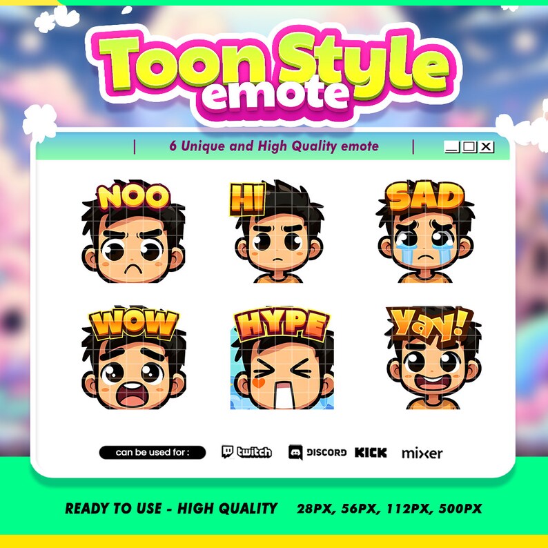 Cartoon Kids Twitch Emotes Pack: Streamer Emote Set - Etsy