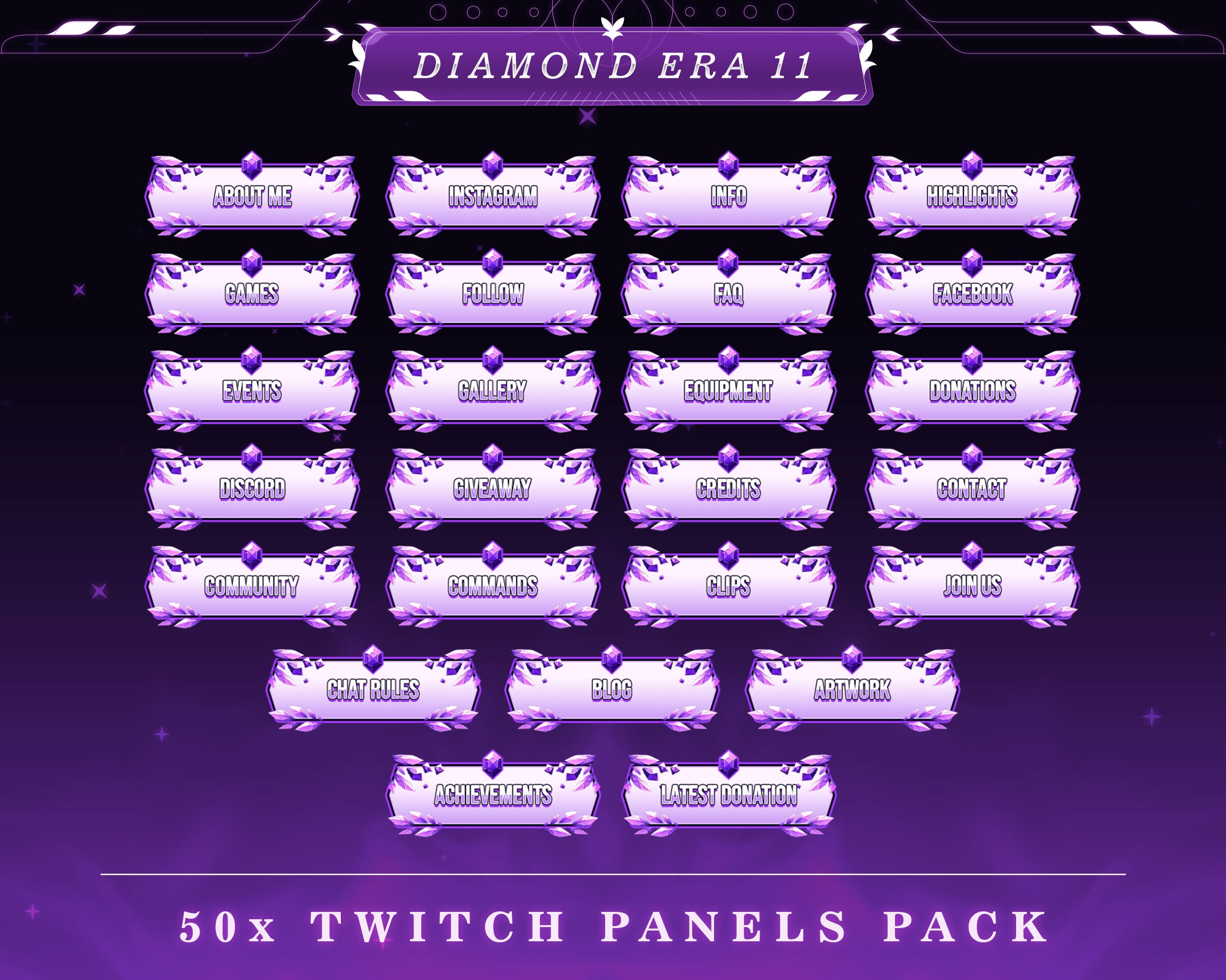 Diamond Brilliance Twitch Panels: Glamorous Stream Overlays - Etsy