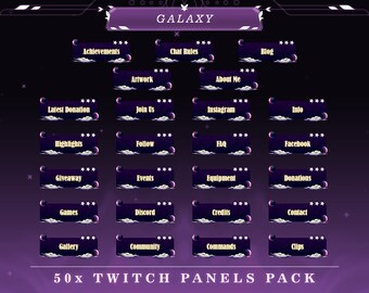 Galaxy Quest Twitch Panels: Cosmic Stream Overlay Graphics
