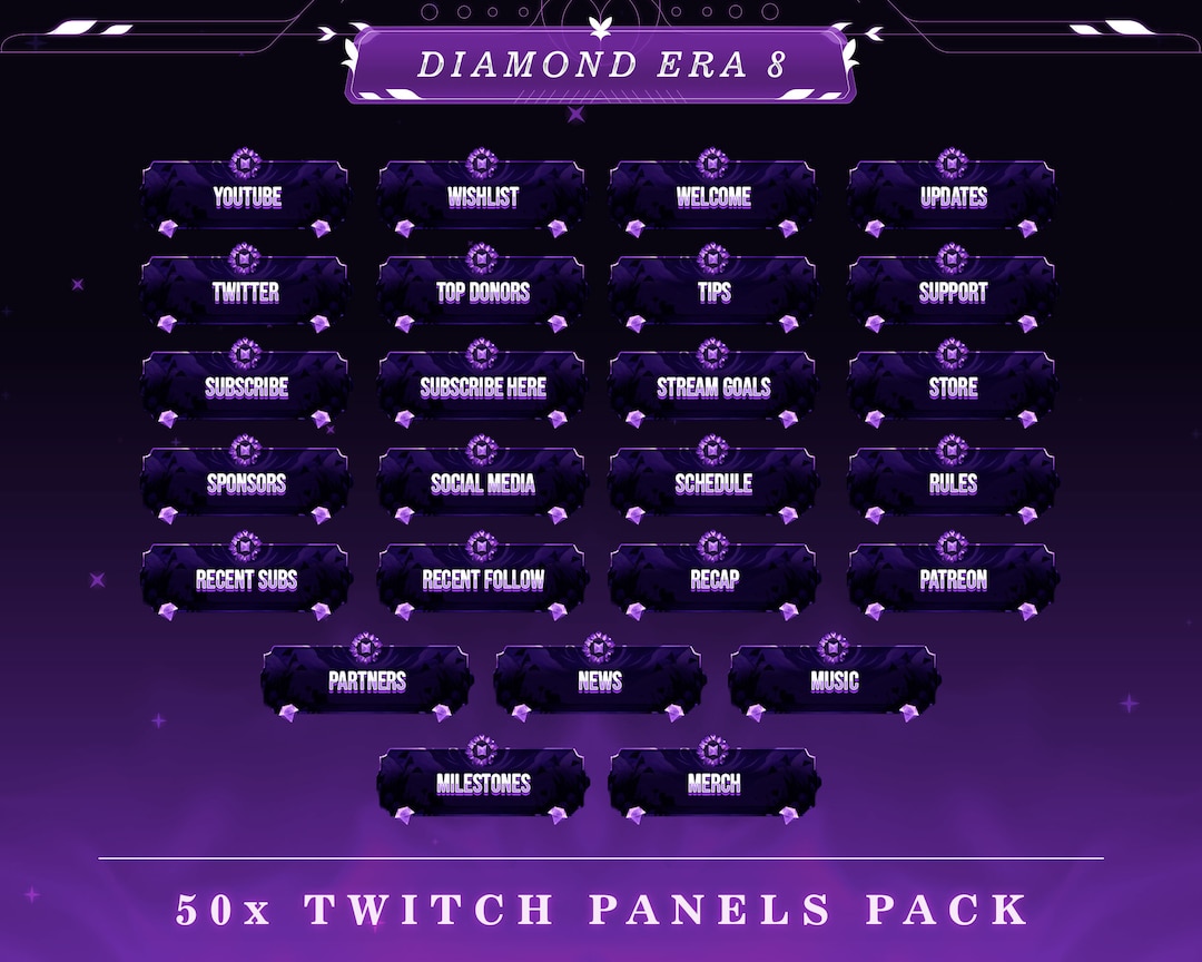 Diamond Sparkle Twitch Panels: Glamorous Stream Overlays - Etsy