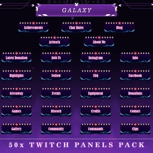 Interstellar Galaxy Twitch Panels | Stream Overlays | Nebula Theme Graphics | Overlay Panels | Pro Streamer | Galaxy V10 Twitch Panel Pack