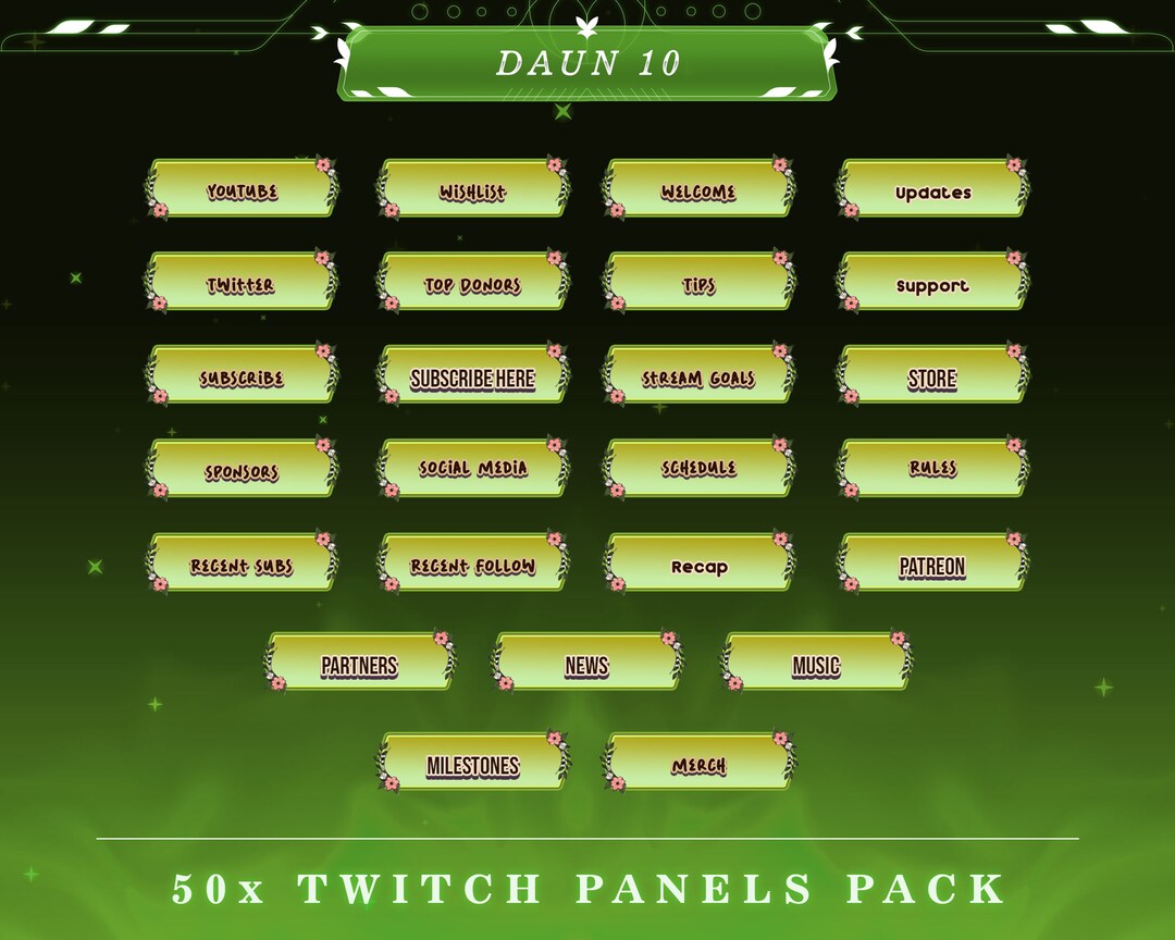 Evergreen Twitch Panels Stream Overlays Forest Theme Graphics Overlay