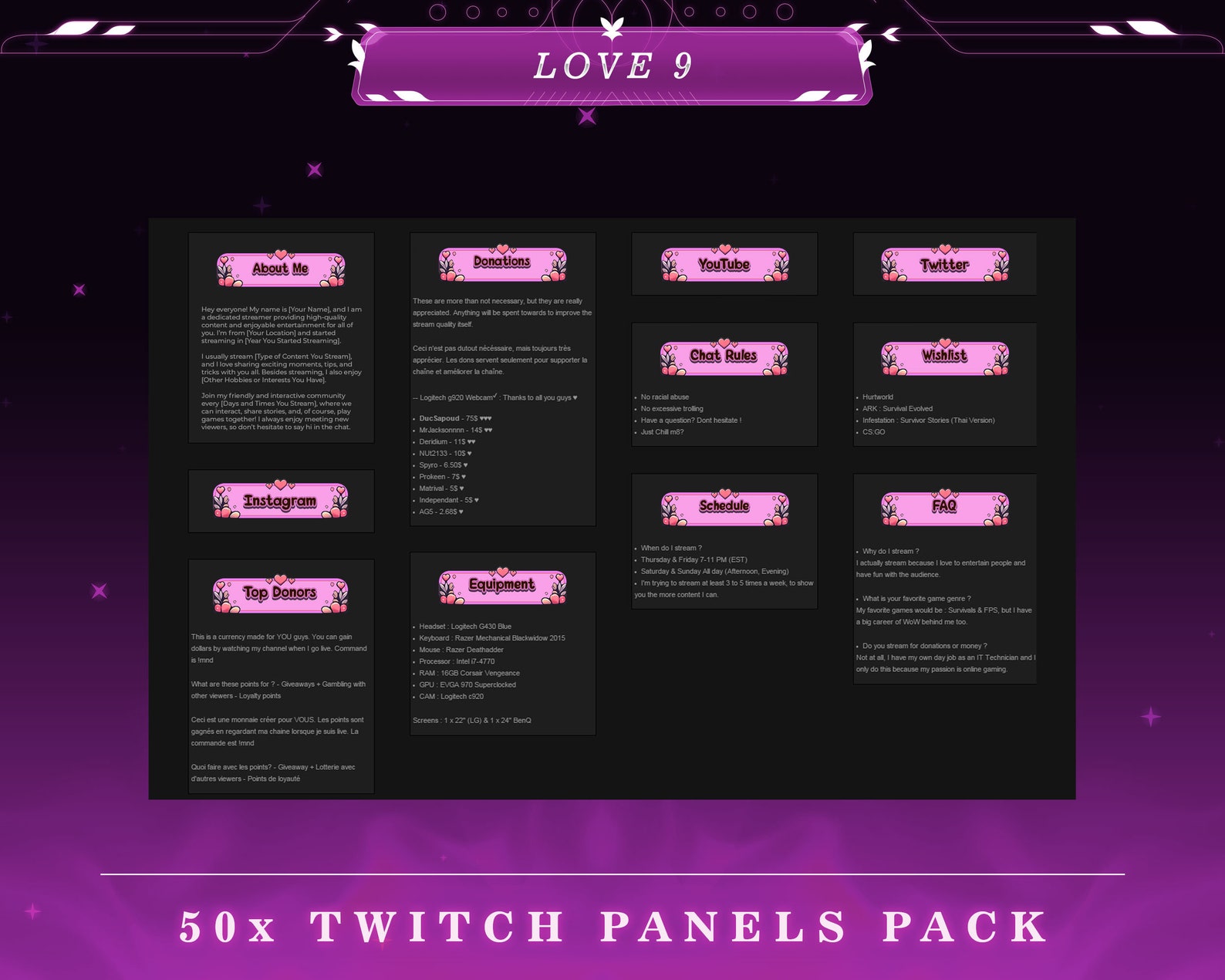 Cherished Moments Twitch Panels Stream Overlays Sentimental Theme ...