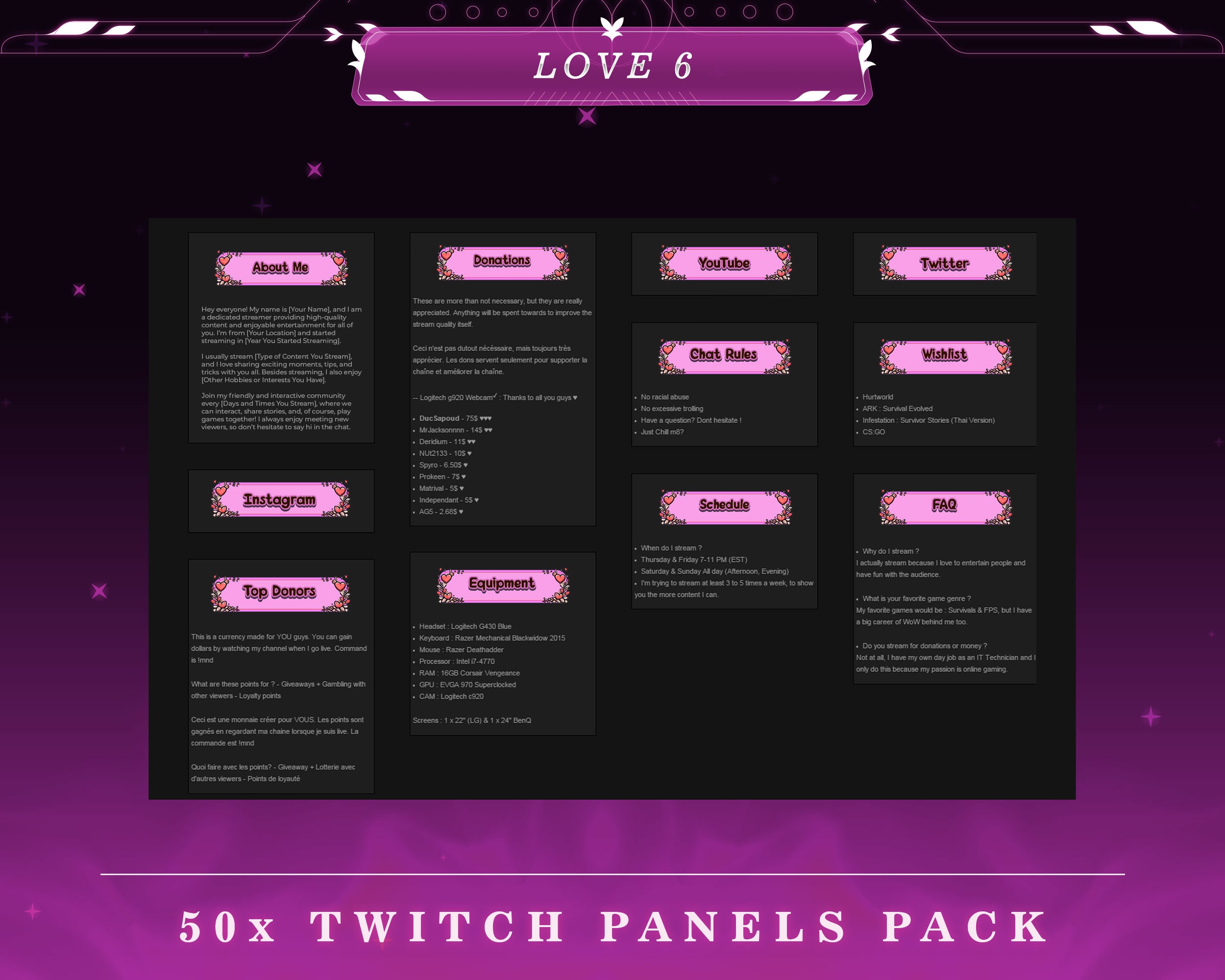 Sweetheart Twitch Panels: Love Theme Stream Overlays - Etsy