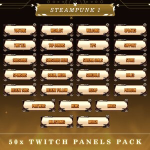 Steampunk Twitch Panels: Vintage Stream Overlay Graphics