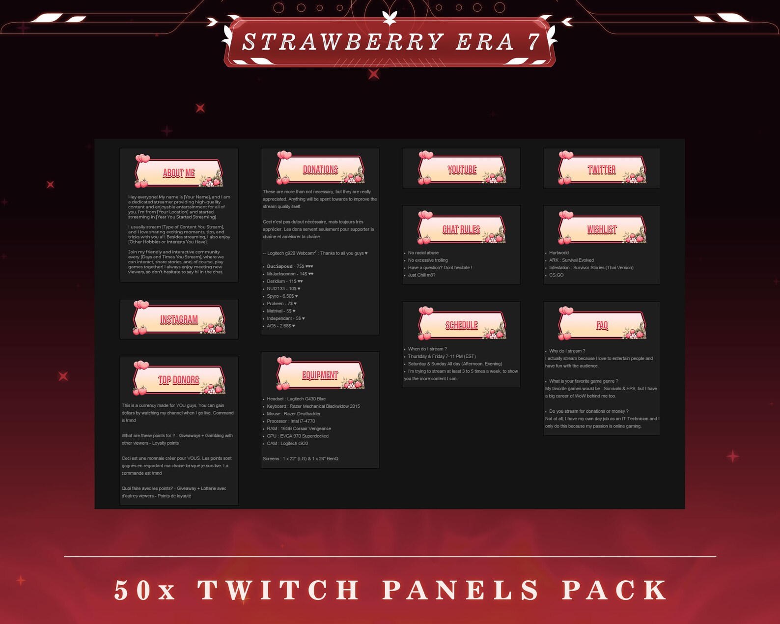 Strawberry Twitch Panels: Sweet Streamer Overlay Pack - Etsy