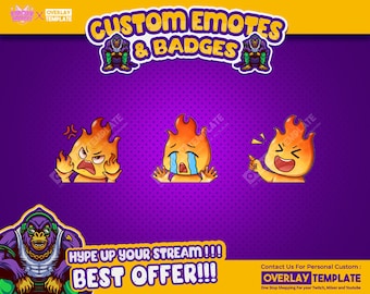 Twitch Emotes Painting Fire Pack – Cute Retro Pixel Flame Emoji Set