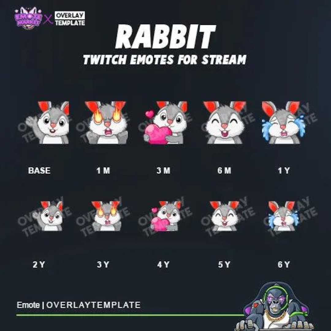 Wicked Rabbit Emotes Rabbit Emotes Set – Adorable Streamer Emotes for Twitch & Discord - Etsy