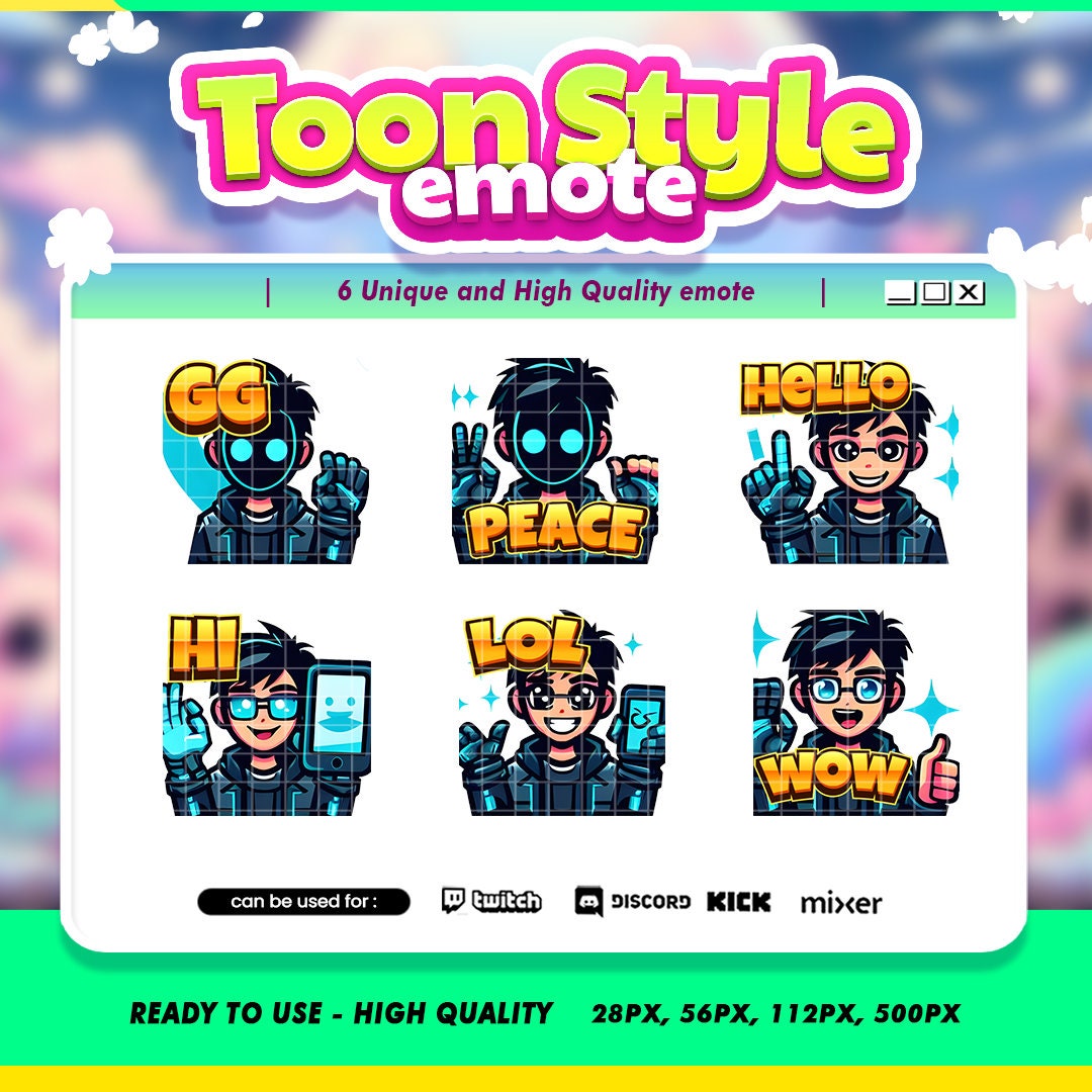Twitch Emote Mecha Boy Cartoon Set for Futuristic and Action-packed ...