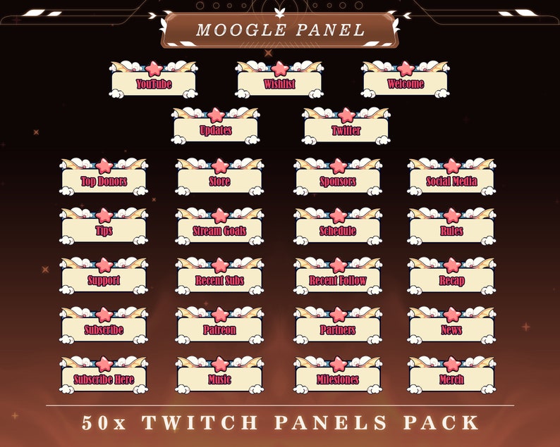 Moogle Twitch Panels | Stream Overlays | Cute Fantasy Theme Graphics ...