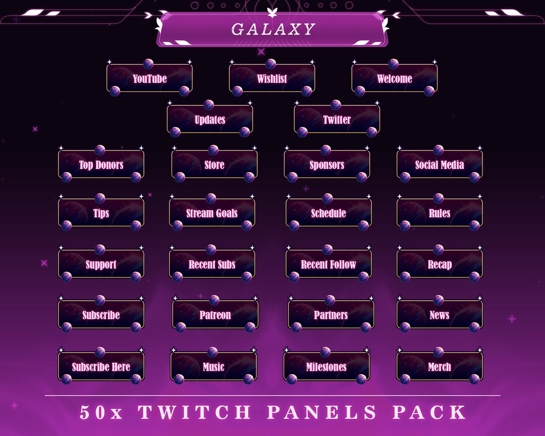 Nebula Galaxy Twitch Panels: Deep Space Stream Overlay (50+ PNG) - Etsy