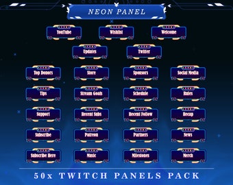 Neon Flux Twitch Panels: Dynamic Stream Overlays (PNG)