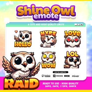 賢明なストリーミング体験のための、自然に近いフクロウアイコンを備えた Twitch Emote リアルなフクロウパック