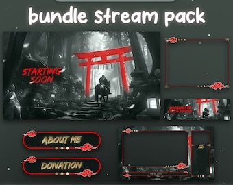 Animated Stream Overlay Pack Shogunate Traditional Japanese-Themed Overlays for Twitch and YouTube -  Professional Overlays, Animated Labels