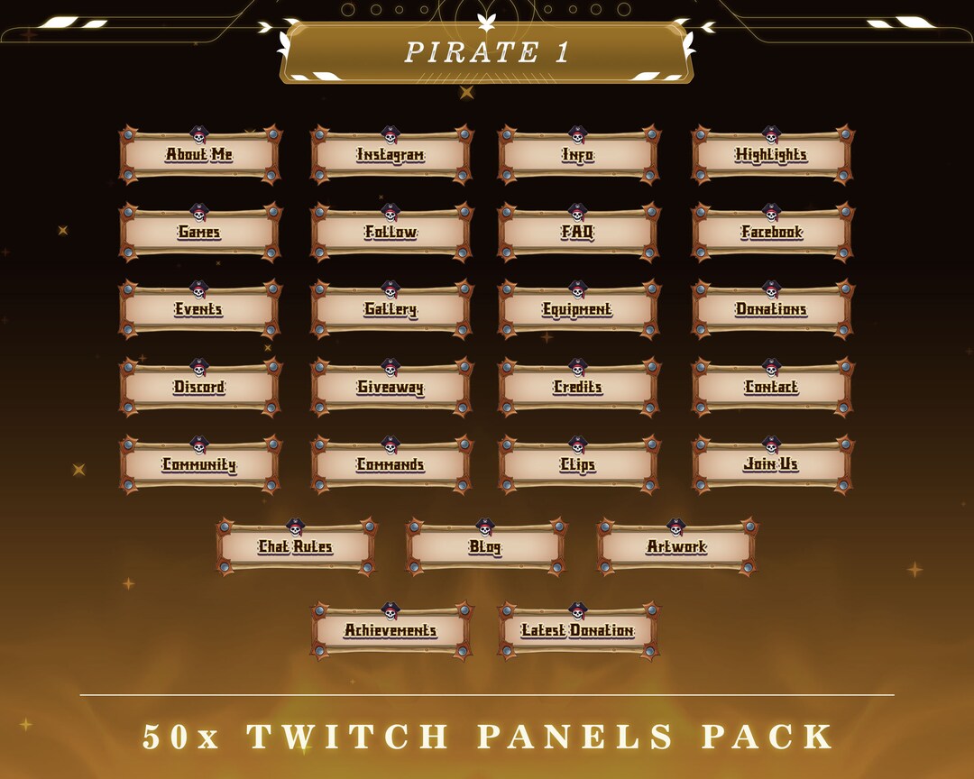 Treasure Ui Panel Pirate Treasure Twitch Panels: Nautical Stream Overlay Graphics - Etsy