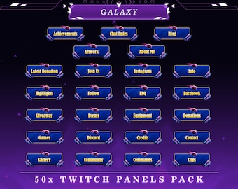 Galaxy Twitch Panels: Cosmic Stream Overlay Pack